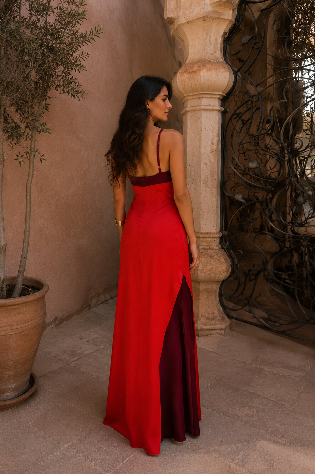 Simone | Long halter dress with slit