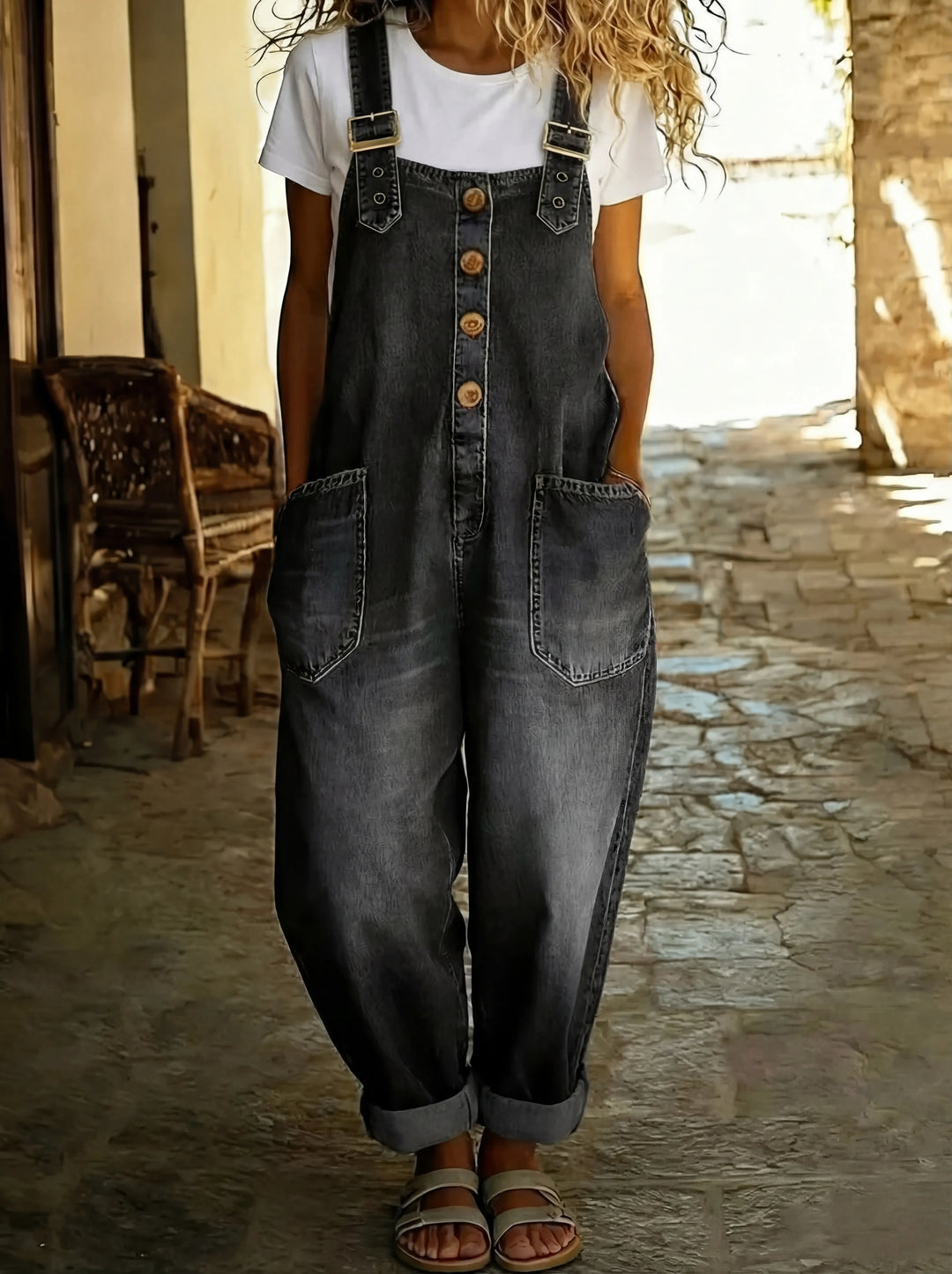 Julia | Denim Jumpsuit with Adjustable Straps