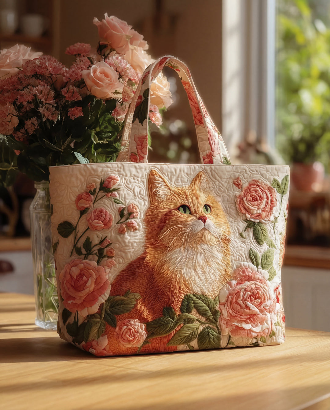 Ginger Cat & Roses | Warmth in Bloom