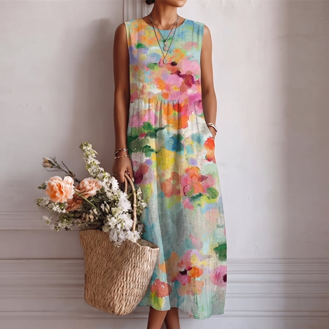 Yolanda | Elegant Multicolor Midi Dress