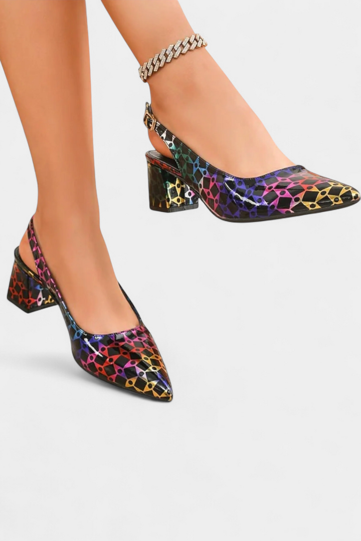 Karthleen | Thick Heels with Geometric Print