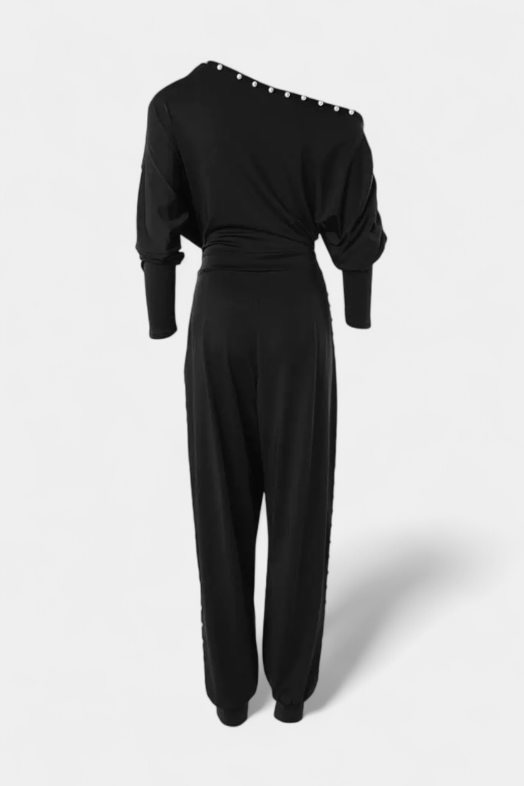 Brina | One-Piece Jumpsuit with Off-Shoulder and Pearl Details
