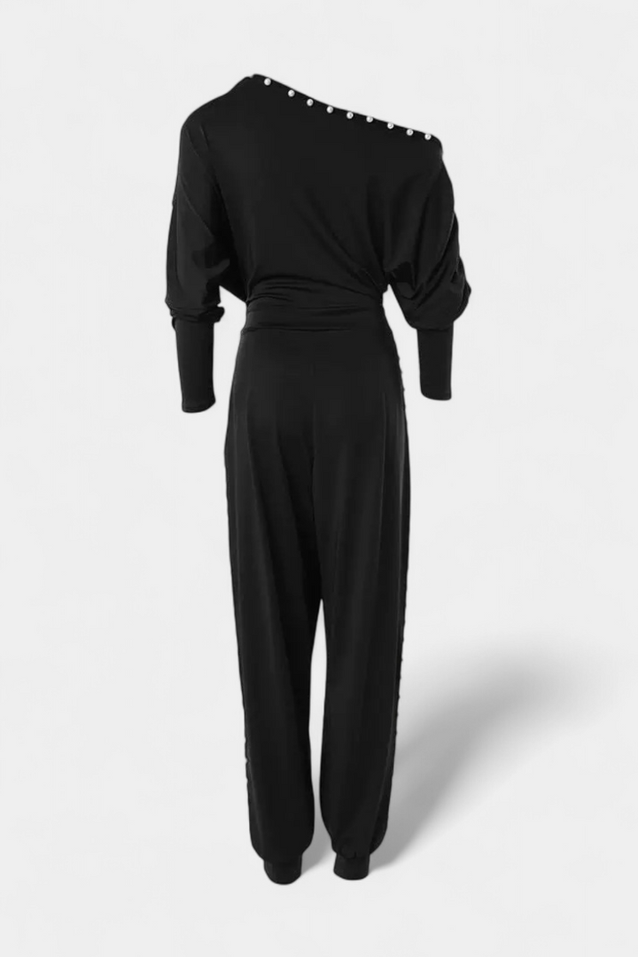 Brina | One-Piece Jumpsuit with Off-Shoulder and Pearl Details