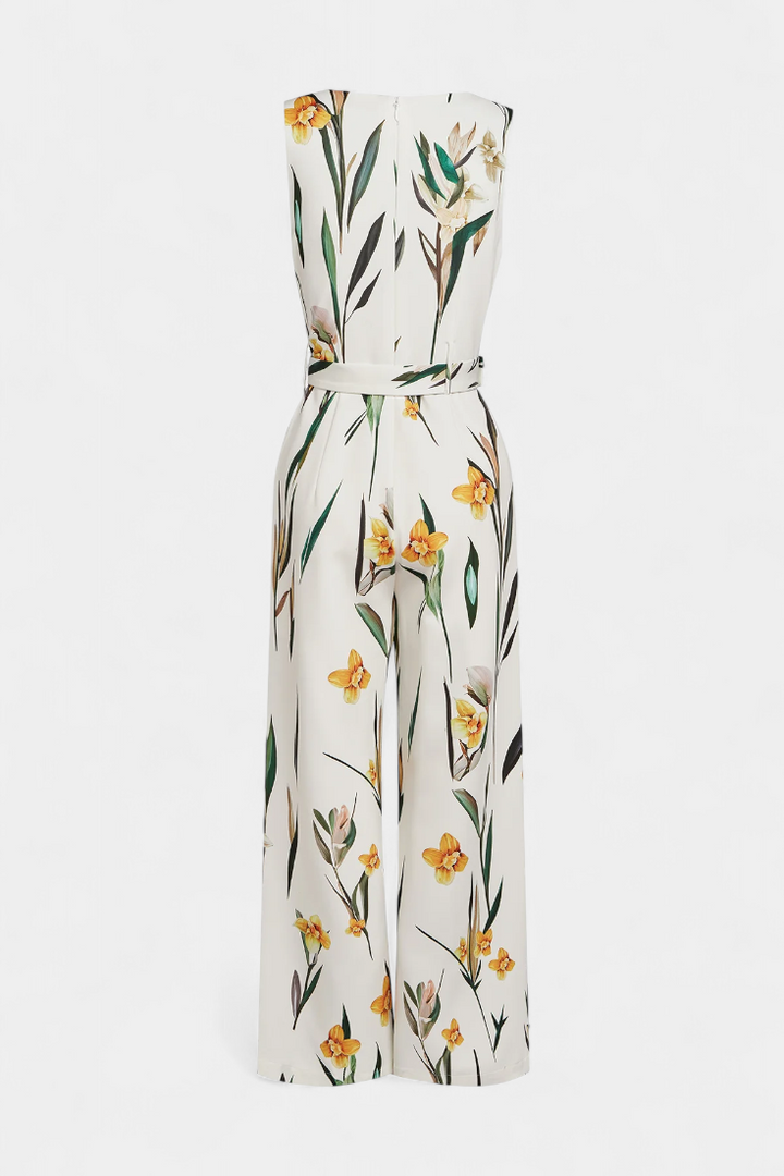 Slara | Long Vacation Jumpsuit with V-Neck and Adjustable Belt