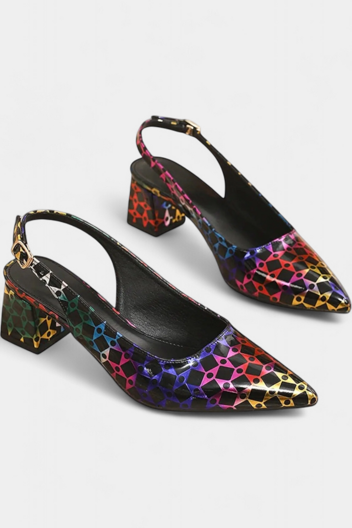 Karthleen | Thick Heels with Geometric Print