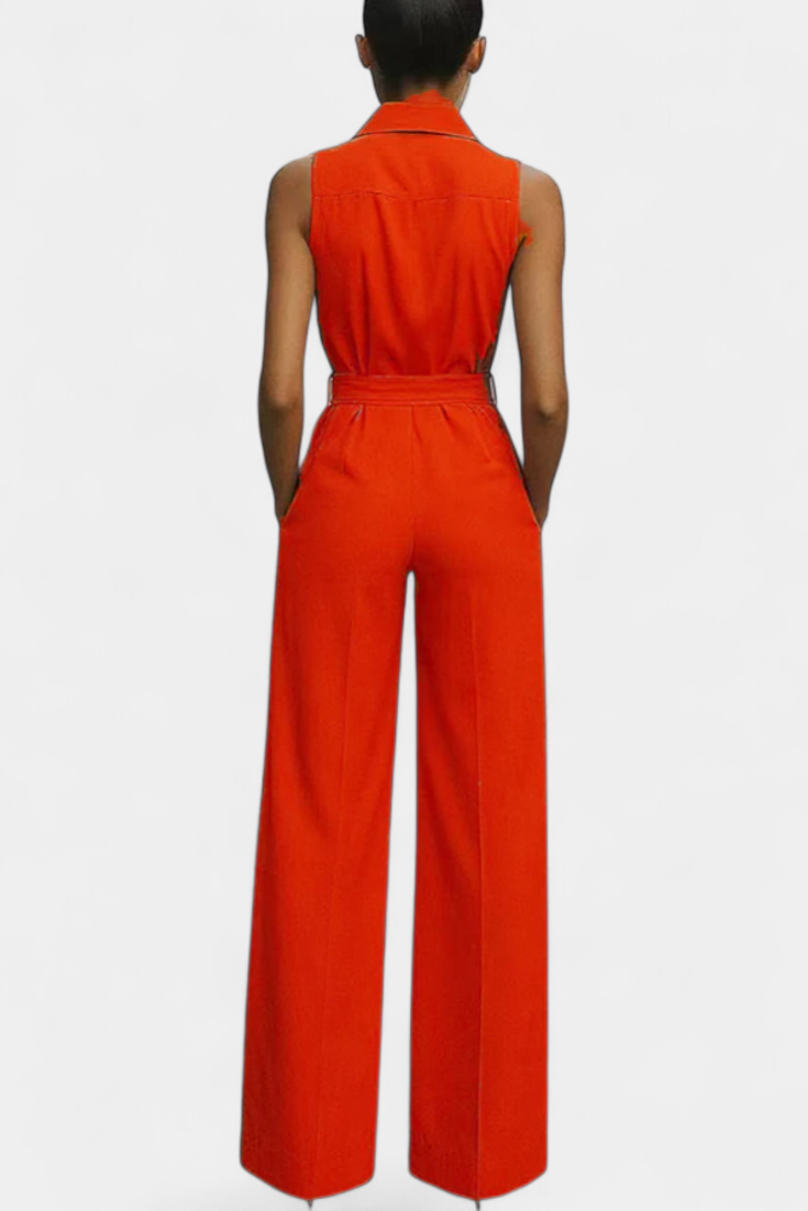 Ariella | Wide Leg Casual Jumpsuit with Lapel and High Waist