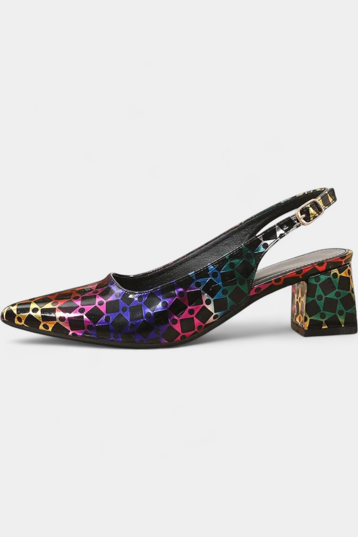 Karthleen | Thick Heels with Geometric Print