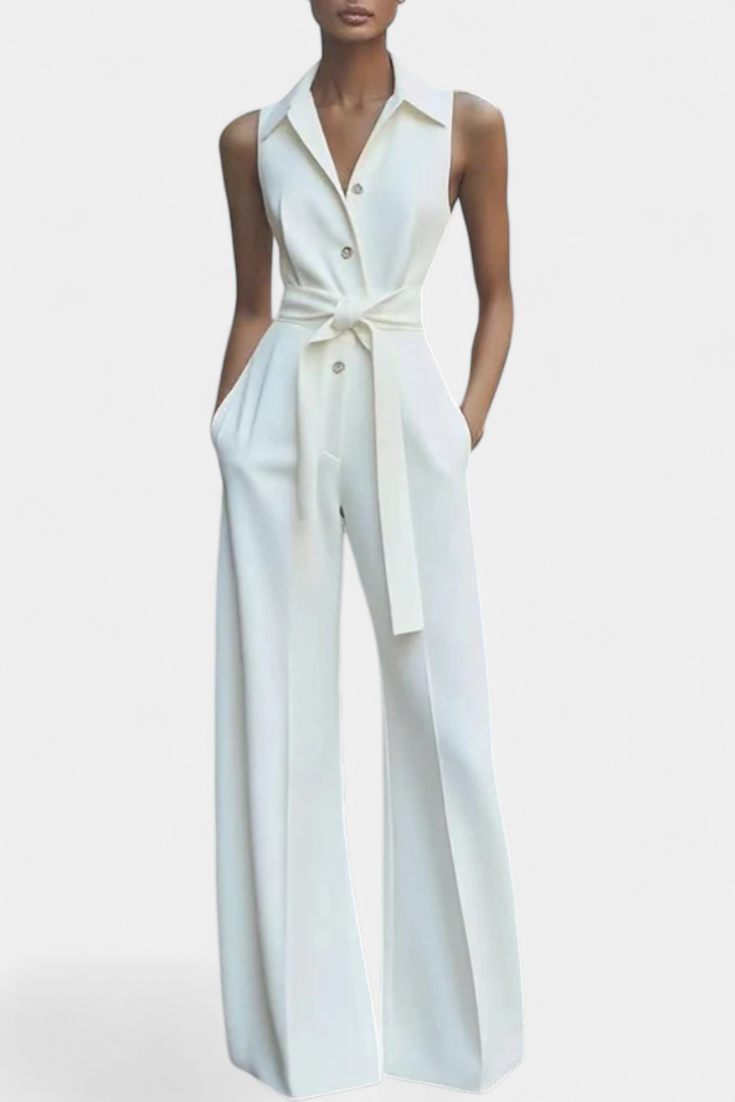 Ariella | Wide Leg Casual Jumpsuit with Lapel and High Waist