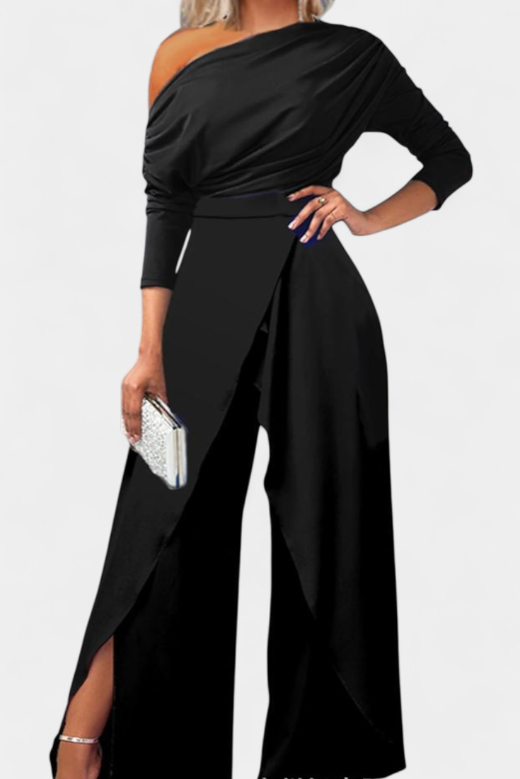 Brina | Long Tie Dye Jumpsuit with Off-Shoulder and Wide Leg with Slit