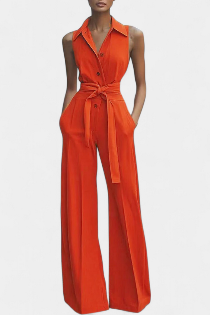 Ariella | Wide Leg Casual Jumpsuit with Lapel and High Waist