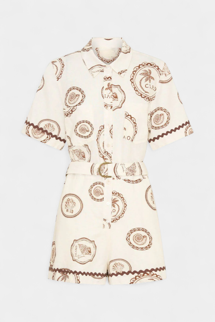 Seashell | Mono T-Shirt with Shell and Button Detail
