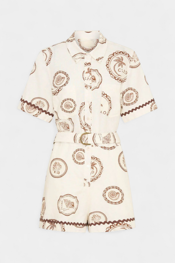 Seashell | Mono T-Shirt with Shell and Button Detail