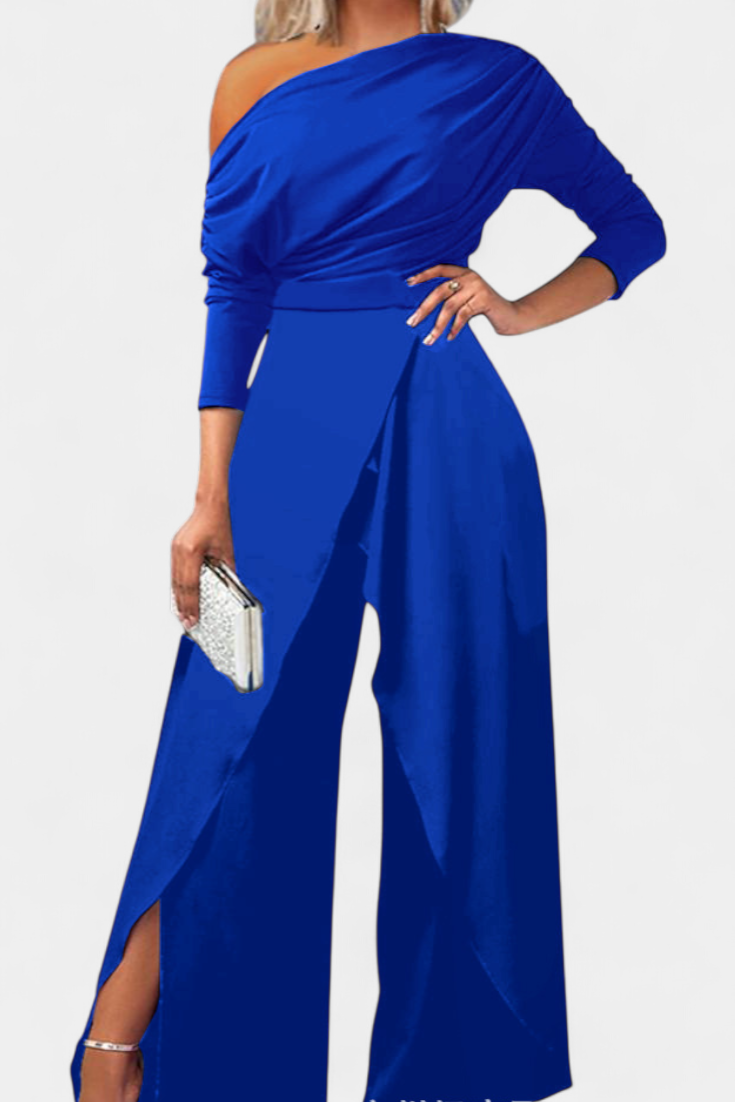 Brina | Long Tie Dye Jumpsuit with Off-Shoulder and Wide Leg with Slit