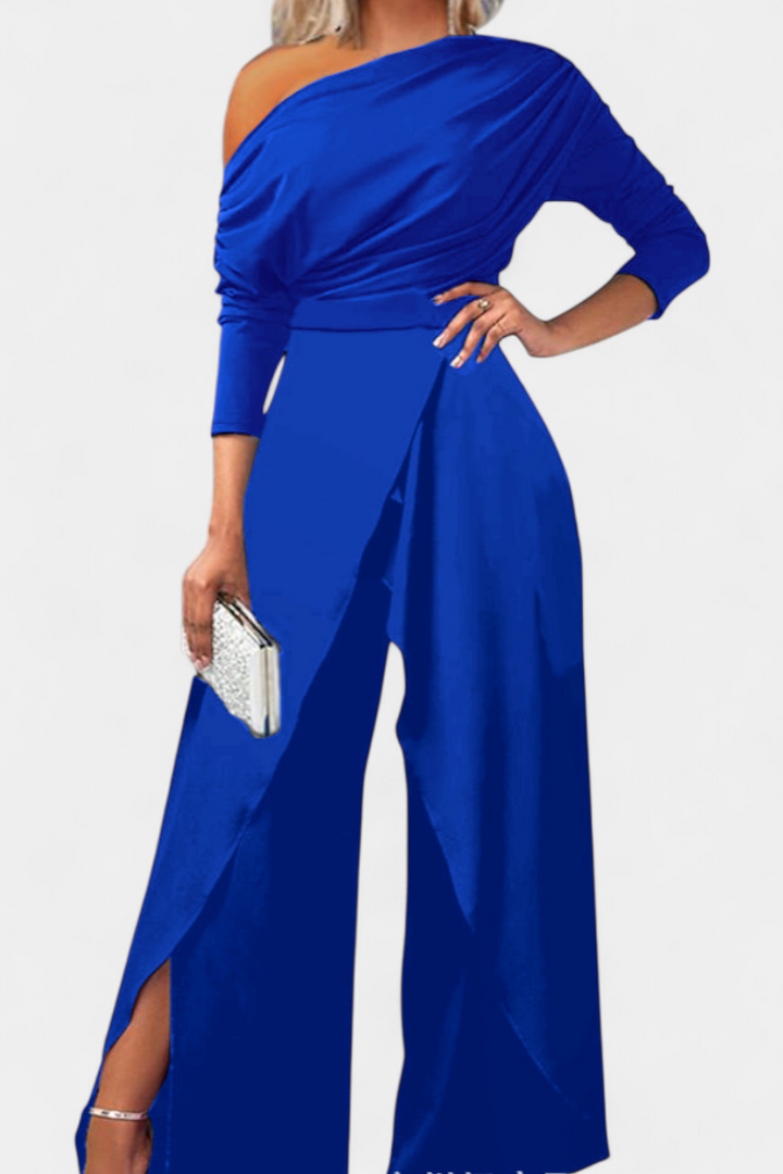 Brina | Long Tie Dye Jumpsuit with Off-Shoulder and Wide Leg with Slit