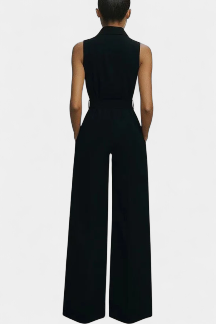 Ariella | Wide Leg Casual Jumpsuit with Lapel and High Waist