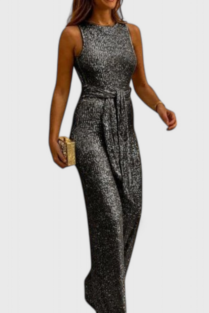 Adele Sequin Jumpsuit with Adjustable Waist
