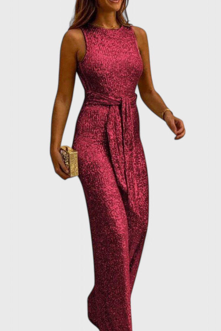 Adele Sequin Jumpsuit with Adjustable Waist