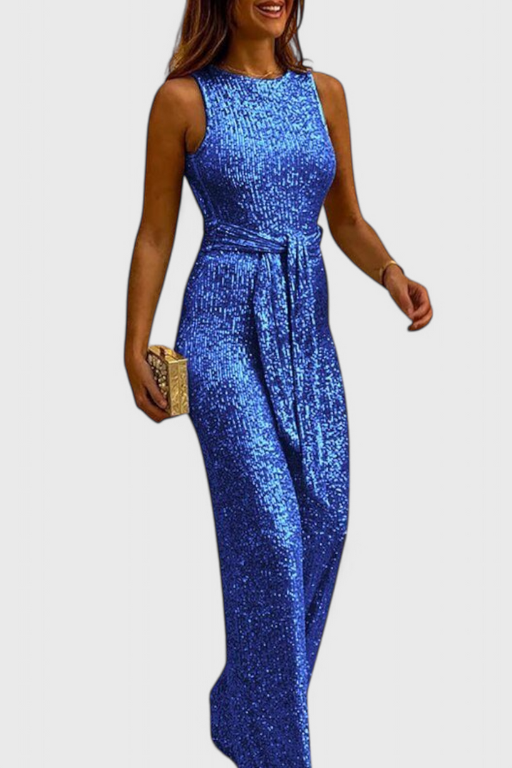 Adele Sequin Jumpsuit with Adjustable Waist