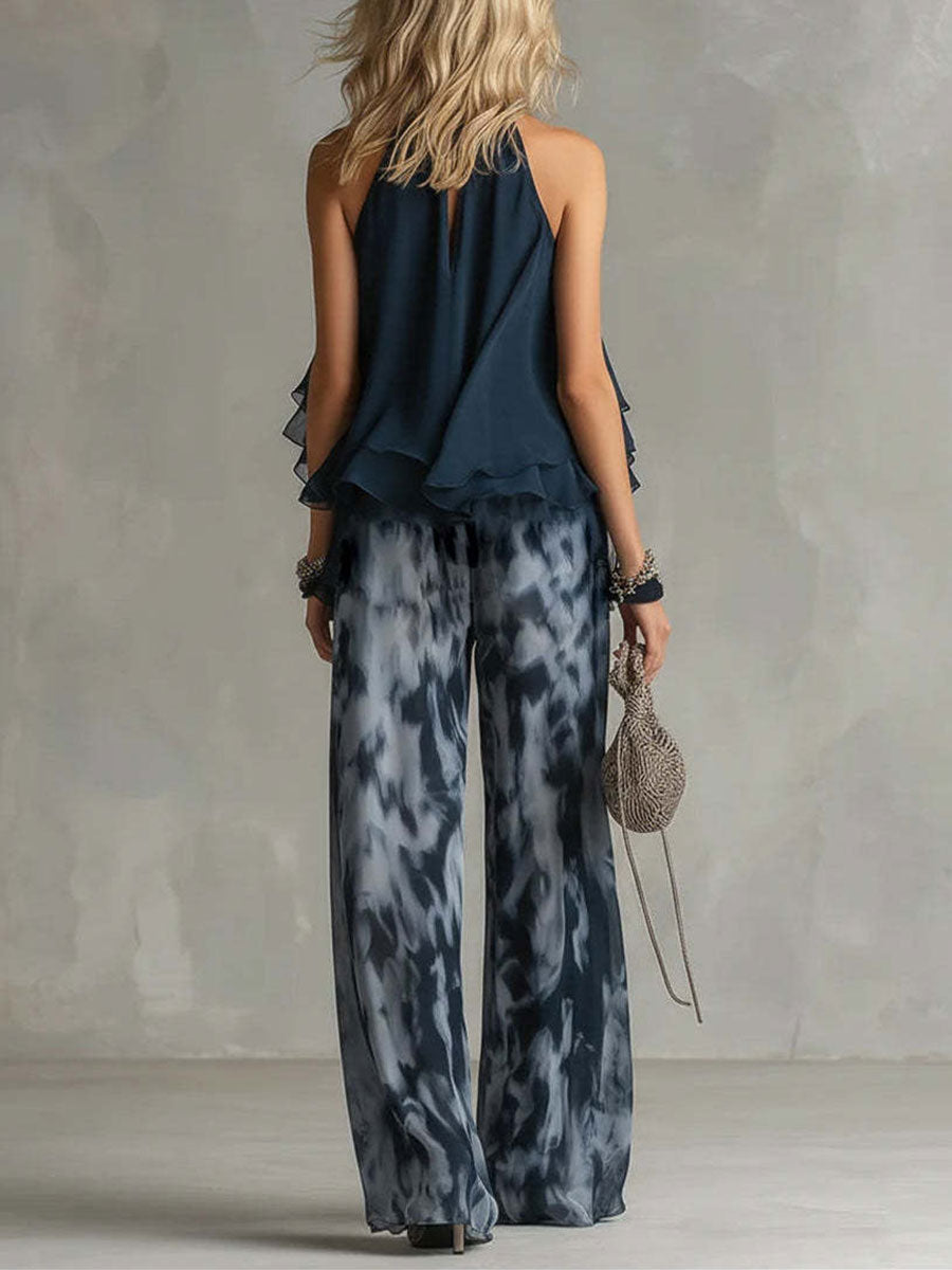 LUCI | Chiffon Wide Leg Pants and Top Set