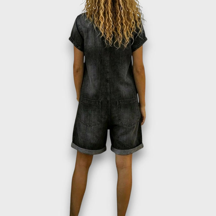 Vuyelwa | Tess | Salopette corta in cotone effetto denim