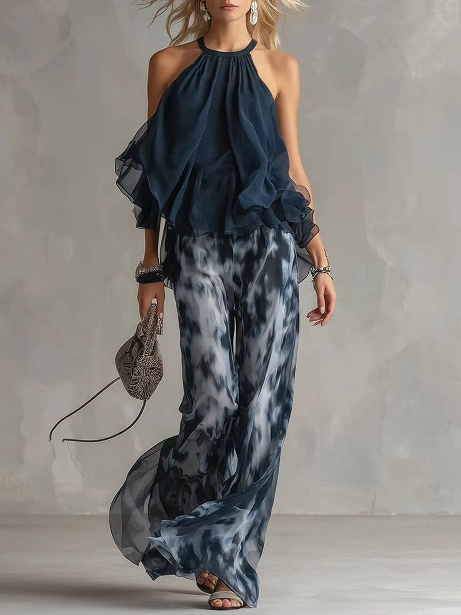 LUCI | Chiffon Wide Leg Pants and Top Set