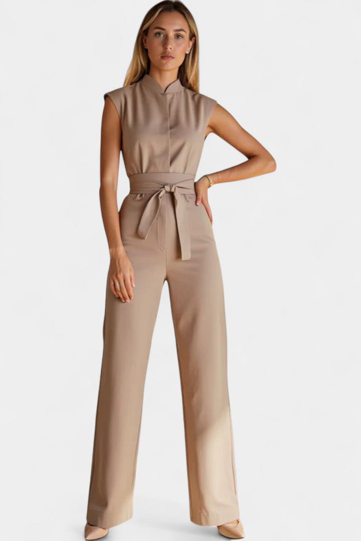 Sleeveless Jumpsuit with Flared Cut