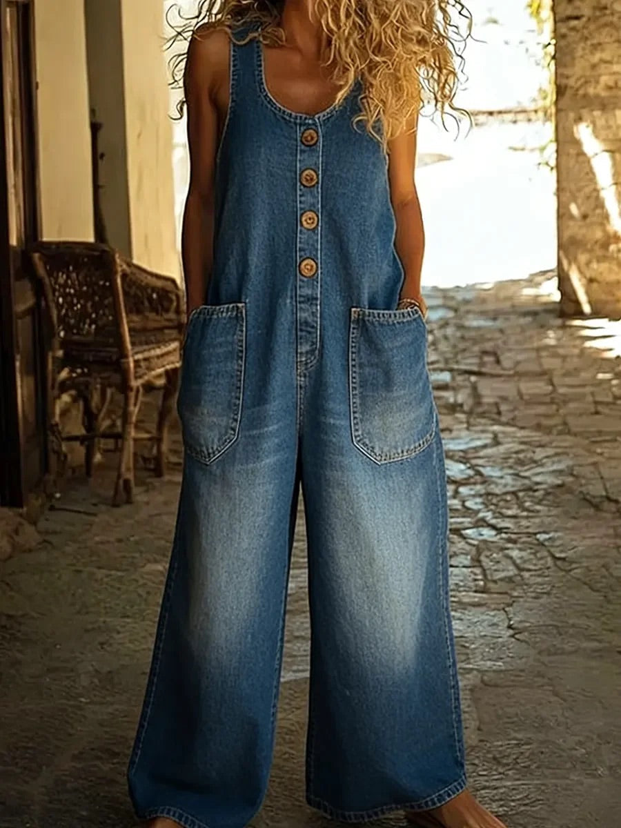 Kelsey | Vintage Cotton Denim Jumpsuit