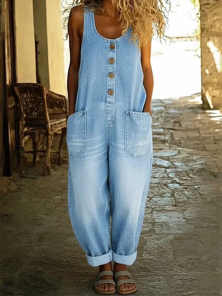 Zintle | Lison | Salopette in denim di cotone lavato vintage