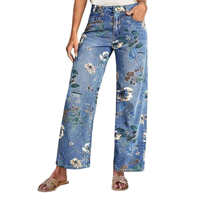 Flor | Straight Leg Jeans with Floral Print